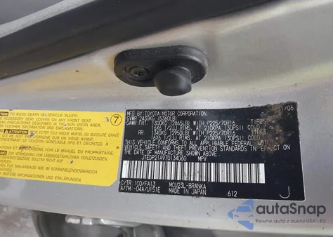 2007 Toyota Highlander V6 from USA, damaged, VIN JTEDP21A970134060